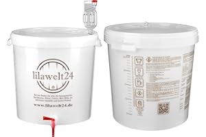 lilawelt24 Gärbehälter 30 L mit Ablasshahn und Gärröhrchen – Gäreimer für Bier oder Wein, Gärfass für die Vergärung