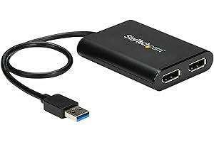 StarTech.com Adapter USB 3.0 na podwójny DisplayPort 4K 60Hz, certyfikat DisplayLink, konwerter wideo z zewnętrzną kartą graficzną - Mac i PC (USB32DP24K60)