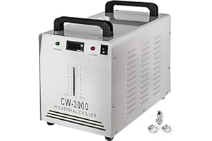 BestEquip Przemysłowa chłodnica wody CW-3000AG CO2 laserowa chłodnica rurowa 9 l, chłodnica wodna 50 W 220 V do chłodzenia szklanych rur laserowych CO2 10 l/min, Water Chiller Thermolysis, biały