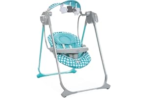 Chicco Polly Swing Up Altalena Elettrica Neonato da 0 Mesi a 9 Kg, Sdraietta Regolabile e Dondolo Automatico, con Vibrazione, Giochi Pendenti, Musiche e Telecomando, Chiusura Compatta, Azzurro