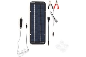 Puupaa 30W Solar Panel 12V Trickle Charger Battery Maintainer Kit for Car Boat RV with USB Output Waterproof IP65 Portable Charger with Suction Cups and Accessories