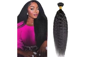 AiPliantfis Human Hair Bundles Yaki Wave Extensiones De Cabello Negro Extensiones de pelo Humano Natural Black Double Weft 1 Bundle Unprocessed Virgin Remy Hair for Women 24 Inches