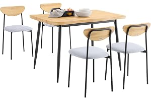SoBuy Matgrupp, 5-delat matbord och 4 stolar, bekväma stolar med skumöverdrag, litet matbord för matsal, kök och vardagsrum