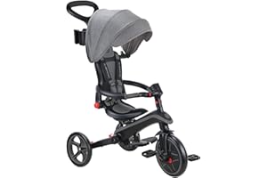 GLOBBER Explorer Trike Foldable 4in1 schwarz-grau – Dreirad, Laufrad und Kinderwagen in 10/8,5 Zoll – TPR-Sitz – höhenverstellbares Kinderfahrzeug