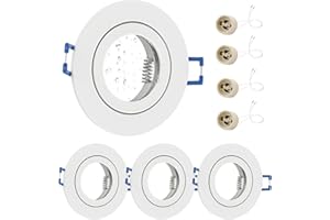 GeyouLux Marco Foco Empotrable Blanco Incl. GU10 Zócalo IP44 Ojos de buey led para techo Aluminio Downlight led techo empotrable Para 50MM MR16 Lámparas O Halógena Baño Sala Cocina, 4 Pack, 68mm