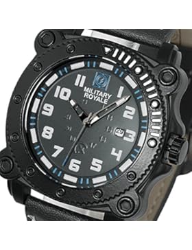 MILITARY ROYALE Herrenarmbanduhr Herrenuhr Analoguhr Quarzwerk Militär Armbanduhr Sportuhr Schwarz (Blau)