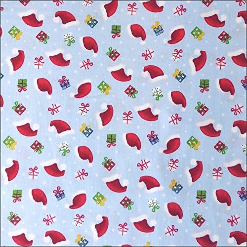 Santas Little Helpers Christmas Hats &amp; Presents Cotton Fabric Windham per 1/2m
