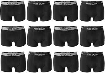 Pierre Calvini Hipster boxer shorts, pack of 12 in black, comfortable and  breathable men's underwear, cotton underpants men in 2 designs, basic boxer  : Amazon.co.uk: Clothing
