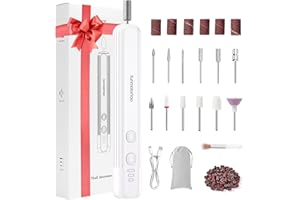 XunmotorYao Torno para Uñas sin Cable Profesional 20000 RPM Lima Electrica Uñas 12 en 1 Profesional Kit de Manicura y Pedicura Eléctrico,Blanco