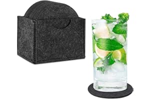 ‎ALLADAGA Filz Untersetzer 12er Set Rund für Gläser mit Aufbewahrungsbox, Durchmesser von 10cm (Dark Gray)