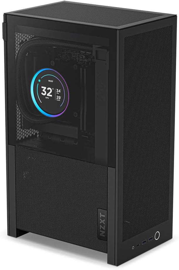 NZXT H2 Flow – Mini-ITX 20.7L High Airflow PC Case – Includes 2 x 120mm Top Fans & PCIe 5.0 Riser Cable – 331mm GPU – 280mm Radiator – Black
