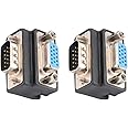J&D DB15 90 Degree VGA 15 Pin Adapter (2 Pack), D sub 15 Nickel coated Connector Right Angle Male to Female VGA 15 Pin Adapter Coupler Converter