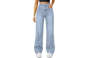 Nuoke Baggy Straight Leg Jeans Women's High Waist Clothes Teenager Girls Lightweight Summer Jeans Women Trousers for Girls Women Elegant