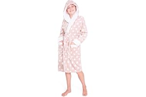 CityComfort Girls Dressing Gown, Hooded Fluffy Dressing Gown for Kids