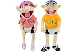 Azj Puppet Plush Toy Doll, Mischievous Funny Puppets Toy with Working Mouth, 60cm Soft Hand Puppet for Play House Gift for Birthday Christmas Halloween Party (Jeffy-Feebe)