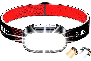 Blukar Lampe Frontale Rechargeable 2 Couleurs, 2000L Super Lumineux Torche Frontale LED Puissante, Gradation en Continu,Capteur Mouvement, 12 Modes,Étanche, 30H d'autonomie pour Course/Urgence/Camping