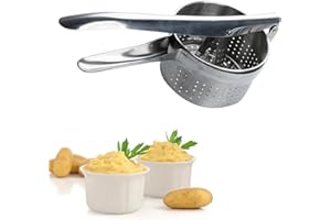OCKYUNOO Edelstahl Kartoffelpressen, Kartoffelpresse , Kartoffelstampfer aus Edelstahl, Mehrzweck- Kartoffelstampfer,für Kartoffelpüree,Babynahrung,Zitrone Auspressen,Entsaften