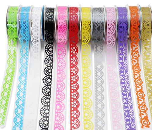 CAOLATOR Masking Klebeband Spitze Klebeband Papier Washi Masking Tape Dekoband Aufkleber Papier Dekorative Bunten DIY Klebeband 3 Stücke