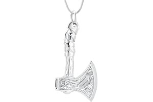 MINICREMATION Thor Axe Cremation Jewelry for Ashes for Women Men Viking Jewelry Memorial Pendant Urn Necklace for Loved One Ashes Holder