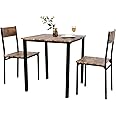 PULUOMIS Dining Table and 2 Chairs, Breakfast Bar Table and Chairs Set 2, 3 Piece Dining Set, Wooden Metal Frame, Modern Design for Home Kitchen Bistro Patio Garden(Brown)