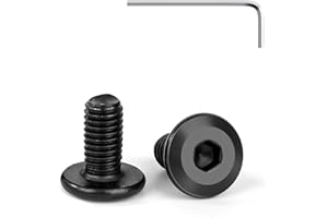 Tunejoy 20 Pièces Vis à Tête Plate M5 x 10 mm Noir Vis à Six Pans Creux en Acier Inoxydable A2 V2A Boulons de Meubles Hexagonale avec Clé Allen Filetage Complet