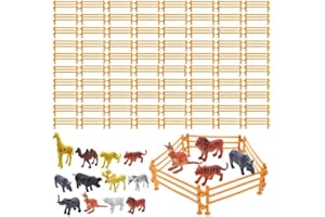 Pluvyze 80 Stück Zaun Miniatur Zaun Spielzeug, 9x4x0.8cm Zauns, Mit 12 Tiermodellen, Für Kinder Ab 3 Jahren Für Farm Szenen Pädagogische Geschenke Eltern-Kind Interaktives Spiel