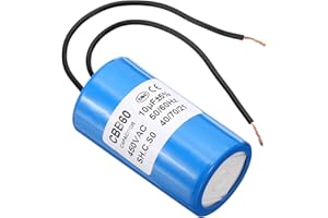 PATIKIL 10uf CBB60 Run Capacitor,1Pcs AC 450V 2 Wires 50/60Hz Motor Running Capacitor 20x35.2x64.5mm for Washing Machine, Cleaning Machine Pump Motor Star, Blue