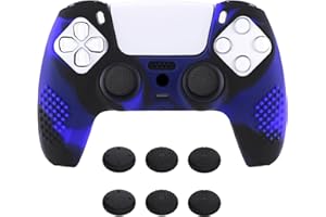 eXtremeRate PlayVital 3D Studded Edition Anti-Slip Silicone Cover Skin for ps5 Controller, Soft Rubber Case Protector for ps5 Wireless Controller with Thumb Grip Caps - Blue & Black