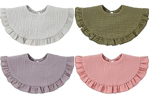 SZJIAHTM 4 Pack Of baby Toddler Soft Cotton Vintage Flower Print Feeding Drooling Breathable Bibs Adjustable Snap Teething Bibs For boys Girls 0-18 Months