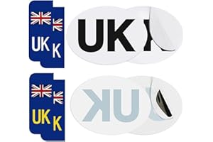 Kinoco UK Car Stickers Set, 8 Pieces, Union Jack Design, 2pcs Self-Adhesive and 2pcs Electrostatic Stickers, 4Pcs Self-Adhesive UK Number Plate Stickers