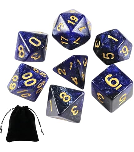 Yourandoll 7 pièces dés polyédriques D20 D12 D10 D8 D6 D4 16mm Jeu de dés en Acrylique pour Donjons et Dragons DND Dice RPG MTG Table Jeux Double Couleur (Bleu Noir Yourandoll 7 pièces dés polyédriques D20 D12 D10 D8 D6 D4 16mm Jeu de dés en Acrylique pour Donjons et Dragons DND Dice RPG MTG Table Jeux Double Couleur (Bleu Noir