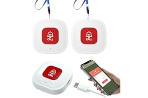 WIOONI Bouton d'urgence Smart pour Seniors WiFi, Bouton d'urgence SOS Personnel, Appel d'urgence Domestique WLAN, Compatible avec Tuya Smart/Smart Life/Alexa pour Patients âgés, Enfants, 2 Pack