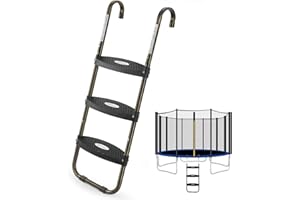 HBTower Trampoline Ladder with Horizontal and Wide Steps, Universal Hook, UV Treated Steel, 220 lbs Capacity Trampoline Accessories for Children Kids