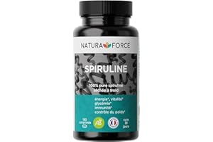 NATURA FORCE Spiruline Bio Certifiée Ecocert, 100% Pure et Séchée à Froid - Riche en Phycocyanine (15%) - Source de Protéines et de Vitamines - Conditionnée en France - 900 Comprimés de 500 mg