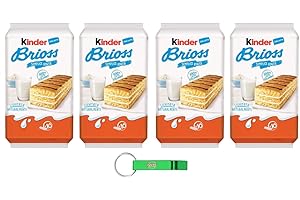 BENI CULINARI 4x Kinder Brioss Latte - Morbido Pan di Spagna con Ricca Farcitura al Latte - Confezione da 280g - Ogni confezione contiene 10 Merende