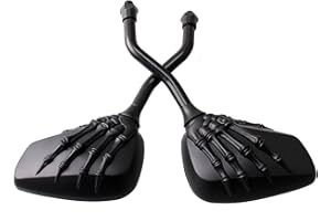 Heart Horse 2 Pcs Universal Motorcycle Scooter Chrome High Definition Skull Hands Claw Side Rear View Mirrors for Motorbike E-Bikes ATV with 8mm and 10mm Thread - Black