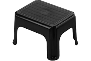 Jazooli Sturdy Step Stool for Adults & Kids, 120kg Capacity Foot, Step Up & Shower Stool - For Use in Kitchen, Bedroom, Bathroom, Caravan Steps & Mobility Aids - 35 x 27cm (Black)