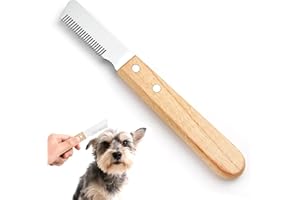 TOALUEA Cuchillo Pelador de Aseo para Pelo Duro Dachshund Fine Guard Terrier, Cuchilla de Stripping con Mango de Madera Sin Filo, Deslanador para Perros Pelar a Mano para Pelos Gruesos Herramienta