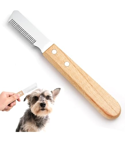 WTpin Hund Trimmmesser Mit Holzgriff, Haustierpflege Trimm Messer, Deckhaar Trimm Messer