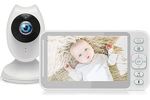 HELMOP Baby Monitor, Video Baby Monitor with 4.3" Display Screen, Moniteur Bébé with Camera & 2.4GHz Wireless Transmission,Two-Way Talk,Auto Infrared Night Vision, VOX Mode and Temperature Detection