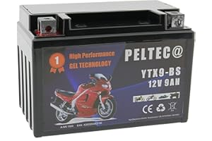 PELTEC@ Peltec Premium Motorrad GEL Batterie Akku 12V 9Ah YTX9-BS Akku FTX9-BS JMTX9-BS TZ10S / YTZ10S Elektroroller Quad Scooter Jetski