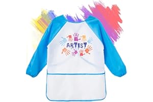 WKRTDY Tablier Peinture Enfant, Blouse Peinture Enfants Imperméable Tablier de Peinture Enfant, Tablier Enfant de Peinture, Tablier Manches Longues Enfant, Blouses d'art Pour 2-8 ans Garçon Fille