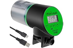 Petbank Mangiatoia Automatica Acquario - Timer Ricaricabile con Cavo di USB Charger, Mangiatoia Pesci con Display LCD, Dispenser Cibo Pesci Automatico,Verde