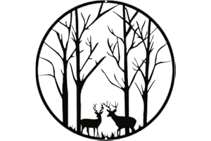 Pduoduo 30cm Black Metal Wall Decoration(Deer Motif),Modern Wall Decoration for Indoor Outdoor Garden Home Decoration (11.8in,Deer-3)