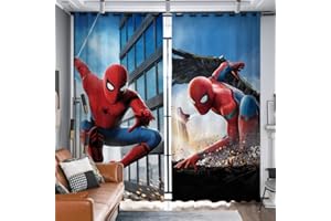 JWXF Spiderman Kinderzimmer Vorhänge Jungen Geschenke 2 Panels Fenster Gardinen 3D Digitaldruck Ösen Für Spielzimmer, Kinder Schlafzimmer, Wohnzimmer Dekoration