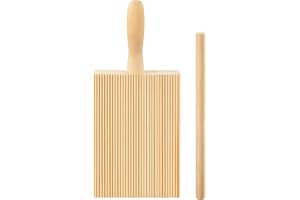 APOMOONS Planche à gnocchi, Planche à pâtes en bois avec baguettes en bois, Accessoires pour pâtes en bois de hêtre, Planches à macaroni avec poignée, Outil pour pâtes ustensiles pour formes de pâtes