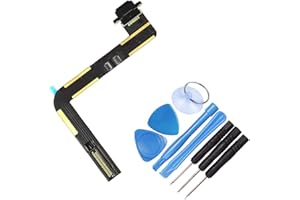 THE TECH DOCTOR Replacement USB Charging Port Flex for iPad Air - Complete with Tools - Professional Repair Kit (Black)