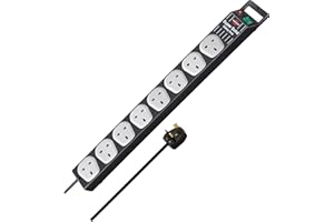 Brennenstuhl Super-Solid-Line 8-way Extension Socket (Extension Lead with Safety Fuse Button, 2,5m cable, sockets in 90° arrangement) black/grey