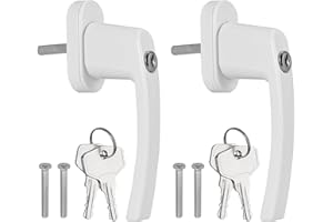 CAMWAY 2 Pcs Poignée de Fenêtre à clé-Poignées de Sécurité-Porte Verrouillable pour Sécurité Enfant en Longueur-Poignée de Porte avec Vis-avec 2PCS Vis et 2 PCS Clés par Poignée