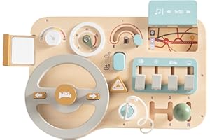 Youuys Busy Board Montessori | Jouet Bébé Volant Voiture | Jouets Sensoriels en Bois pour Enfant| Jeux Montessori pour Apprendre Motricité Fine | Jeu Éducatif Cadeau pour Garçon et Fille